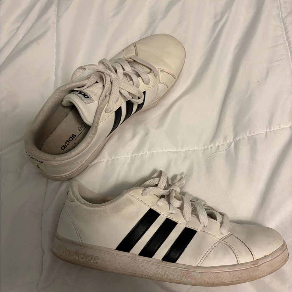 Adidas Classic White Sneakers with Black Stripes